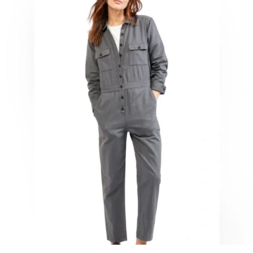Outerknown SEA suit storm gray long sleeve utility jumpsuit linen blend NWT Sz S - Picture 6 of 16